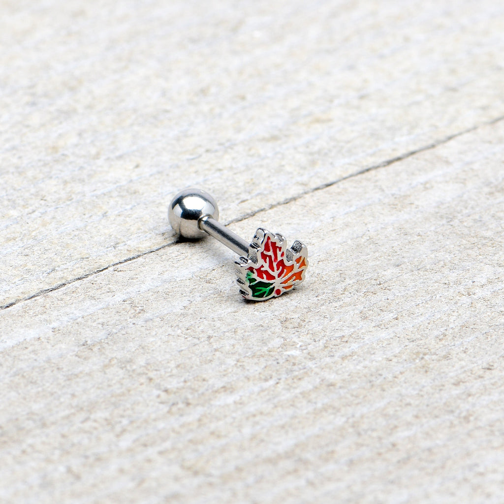 16G 5/16 Autumn Tricolor Maple Leaf Cartilage Tragus Earring