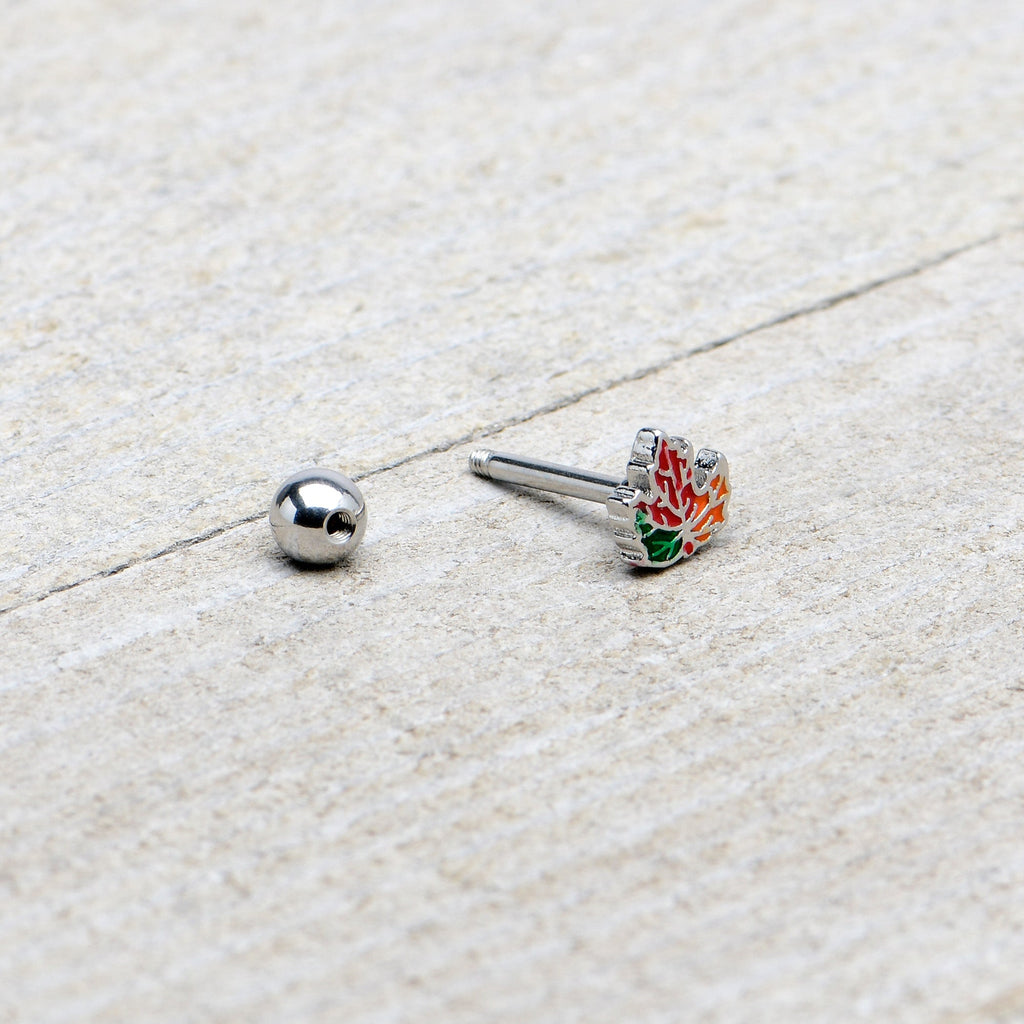 16G 5/16 Autumn Tricolor Maple Leaf Cartilage Tragus Earring