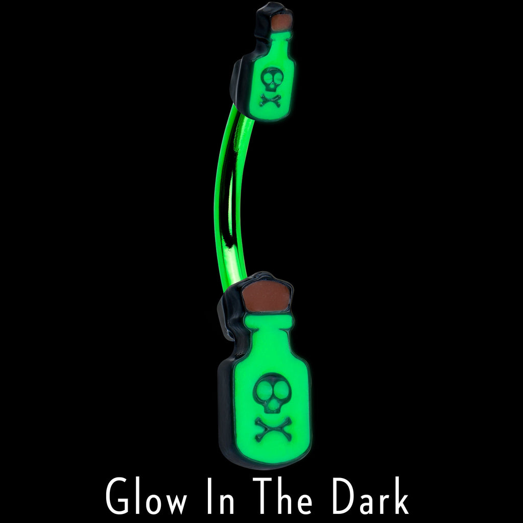 Green Poison Bottle Glow in the Dark Halloween Double Mount Belly Ring