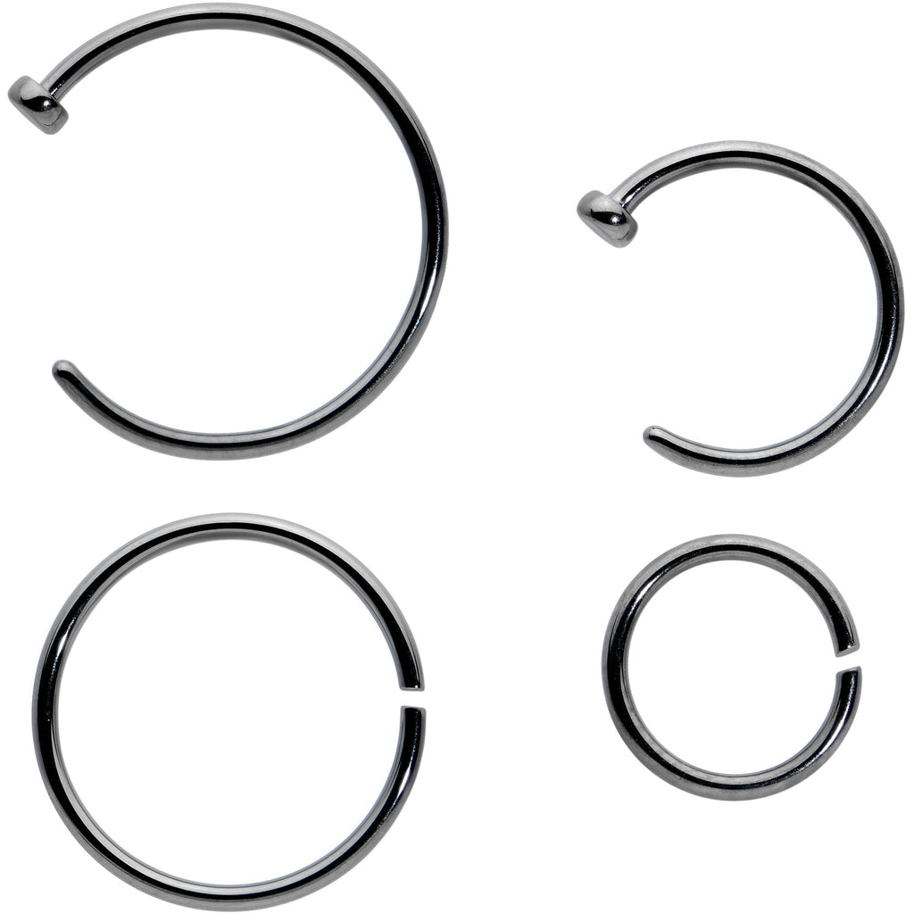 20G 12 Pack ASTM F-136 Implant Grade Titanium Hoop Nose Ring Septum Cartilage Ear Hoop Earring Set