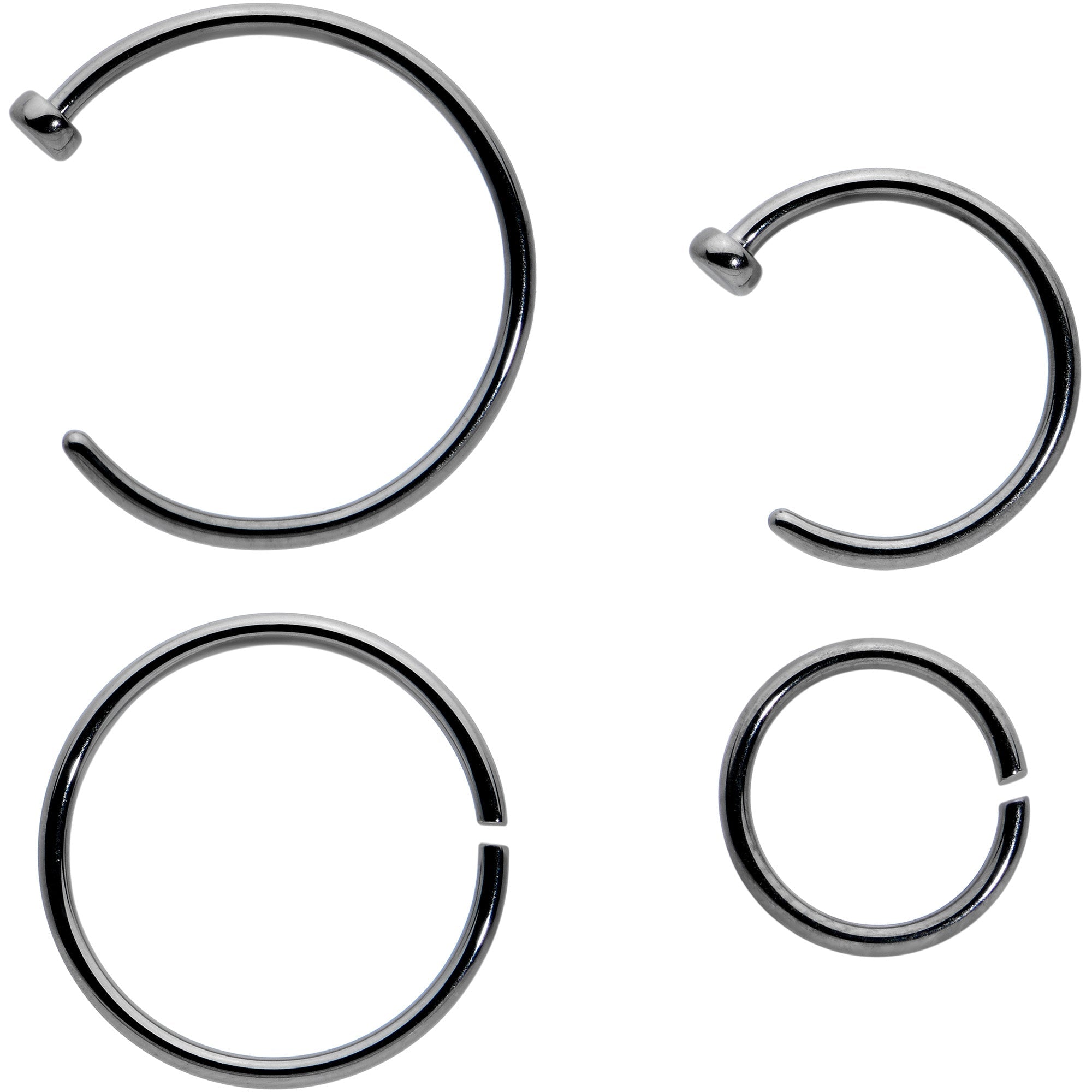 20G 12 Pack ASTM F-136 Implant Grade Titanium Hoop Nose Ring Septum Cartilage Ear Hoop Earring Set
