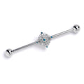 14G Blue Gem Lacy Rhombus Industrial Barbell 38mm