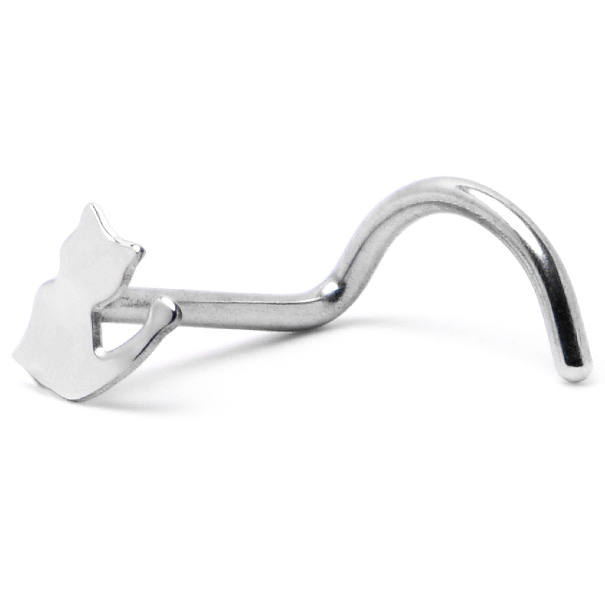 20G 1/4 Silhouette Kitty Cat Left Side Nose Screw