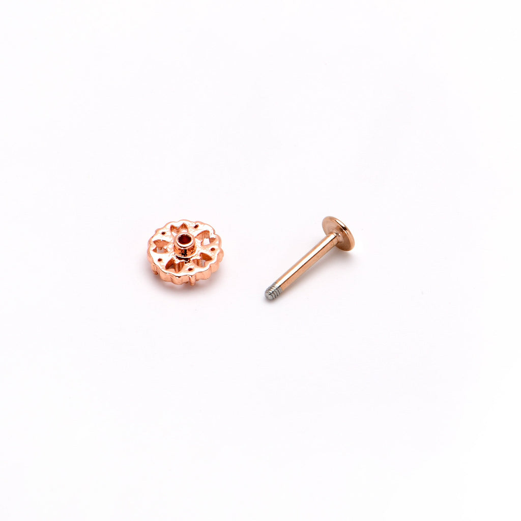 16G 5/16 Purple Tourmaline Rosy Tone Flower Labret Monroe Tragus