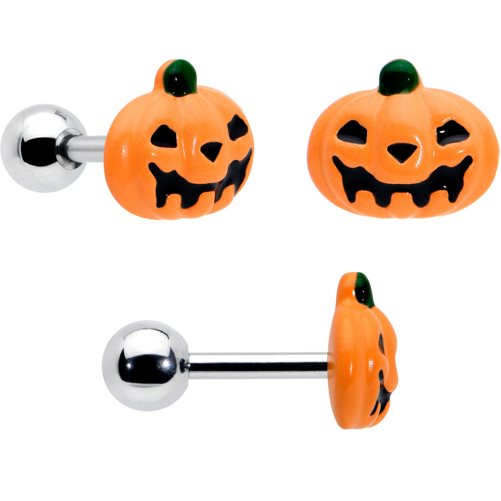 16G 1/4 Clear Gem Black Scorpion Pumpkin Cartilage Earring Set of 3