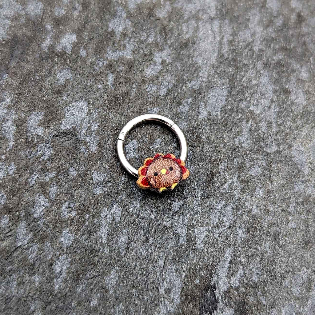 16G 5/16 Sweet Tiny Turkey Thanksgiving Hinged Segment Ring