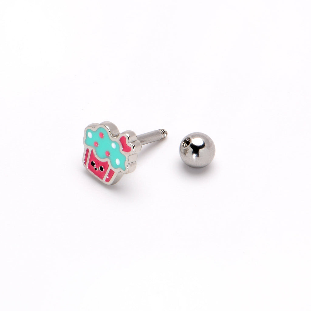 16G 1/4 Sweet Happy Cupcake Cartilage Tragus Earring