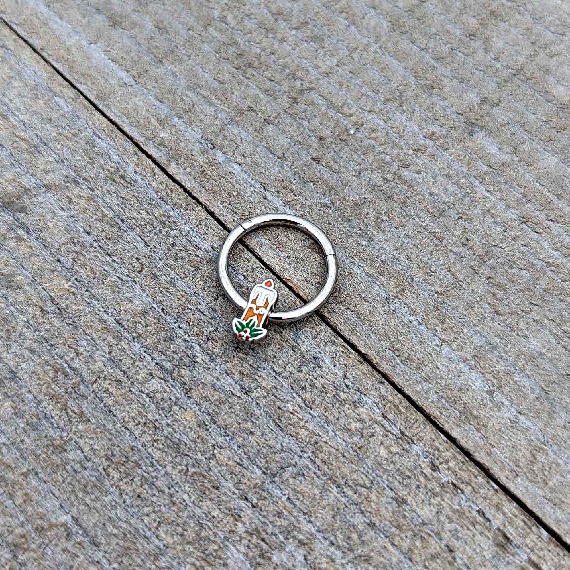 16G 3/8 Sweet Holiday Candle Christmas Hinged Segment Ring