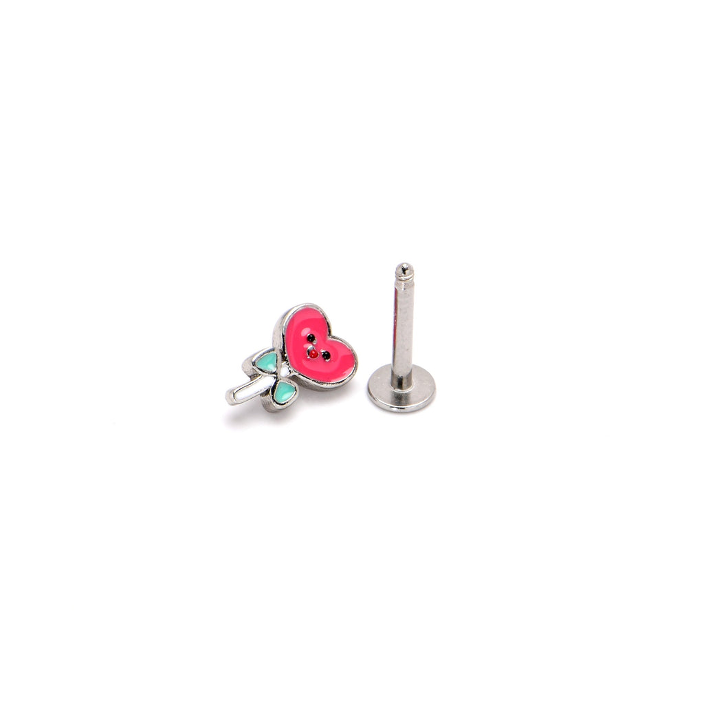 16G 5/16 Sweet Happy Heart Lollipop Labret Monroe Tragus