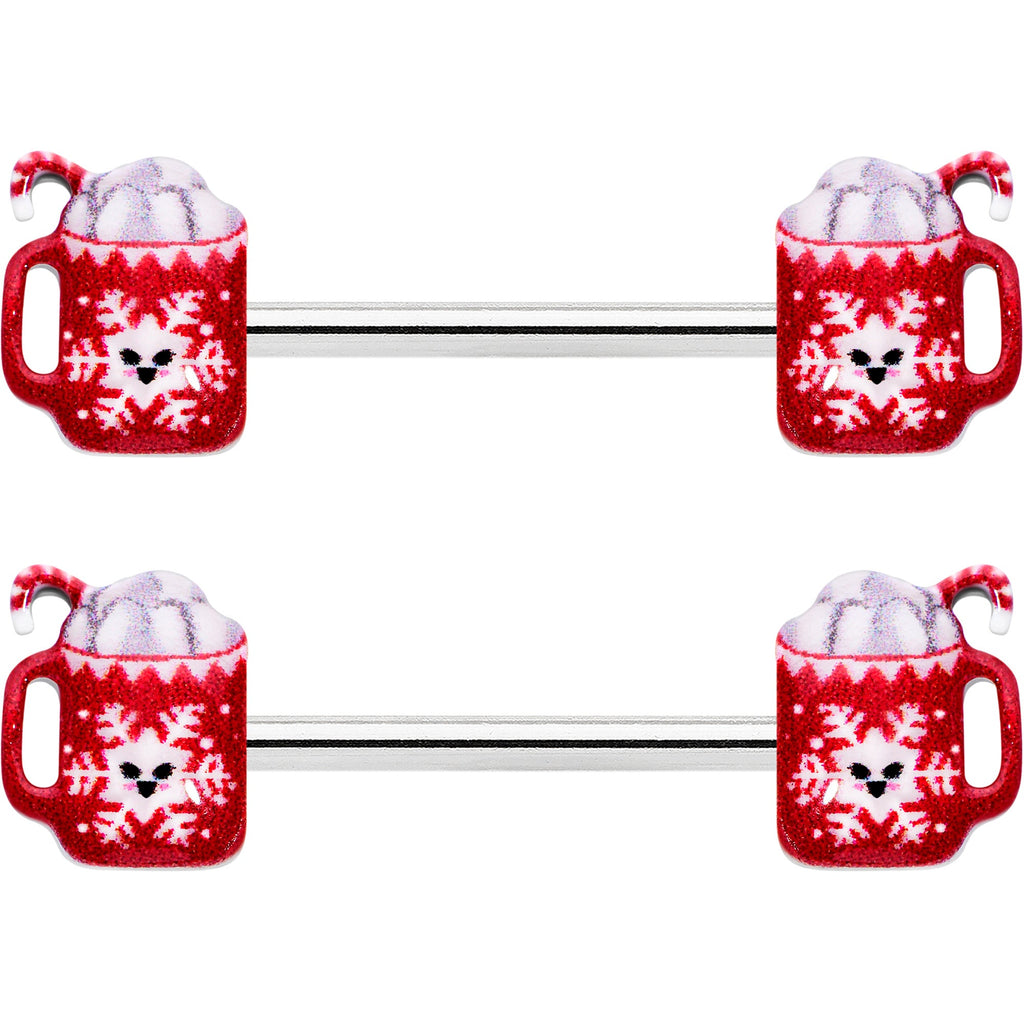 14G 9/16 Sweet Hot Cocoa Holiday Barbell Holiday Nipple Ring Set