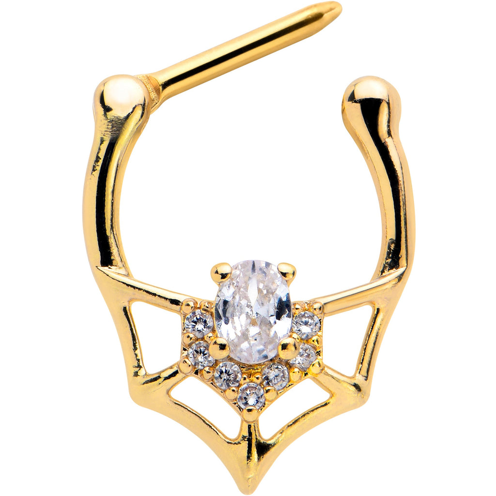 16G 5/16 Clear Gem Gold Tone Spider Bat Cartilage Clicker