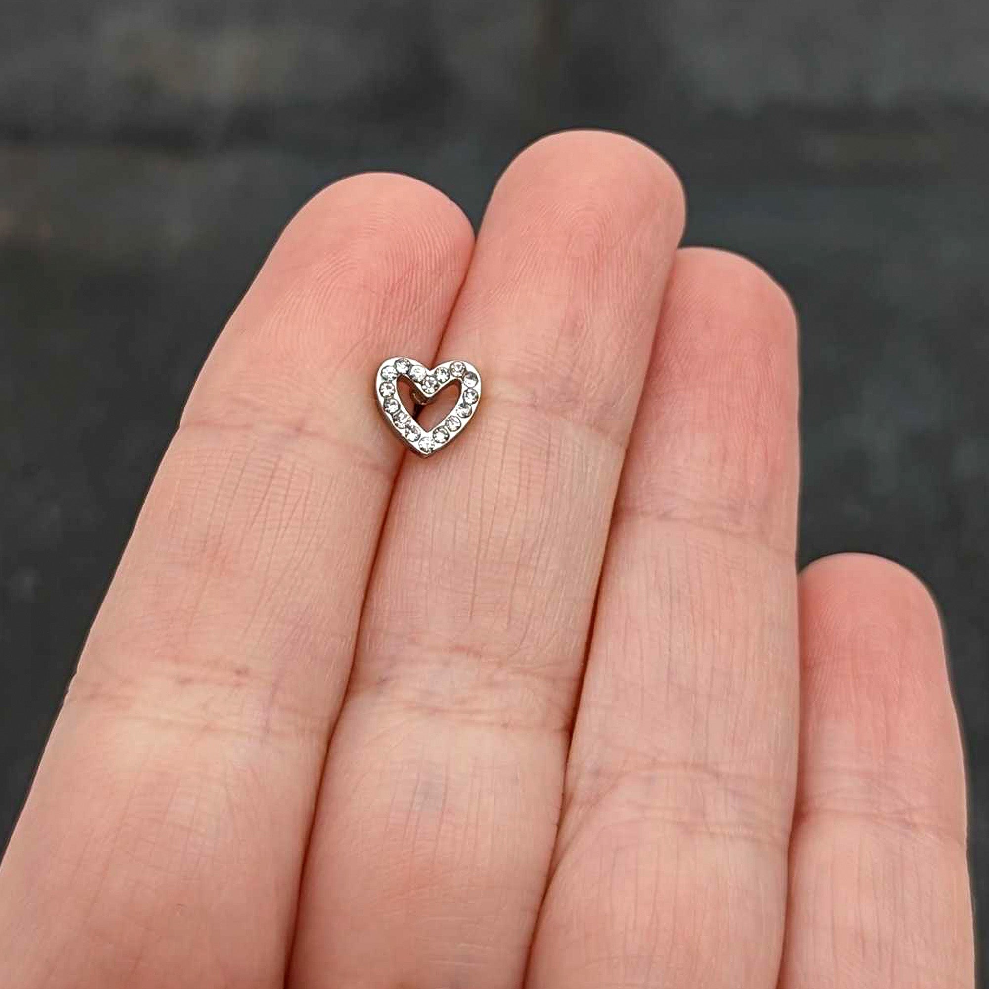 16G 5/16 Clear Gem Open Heart Valentine Labret Monroe Tragus