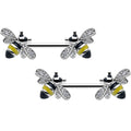 14G 9/16 Clear CZ Gem Honey Bees Barbell Nipple Ring Set