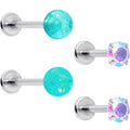 16G 5/16 3/8 Aurora Gem Green Faux Opal Labret Monroe Set of 4