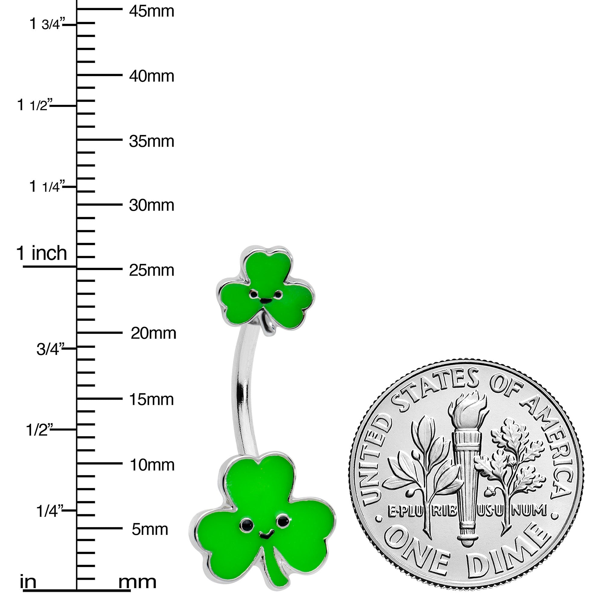 Sweet Happy Shamrocks St Patricks Day Double Mount Belly Ring