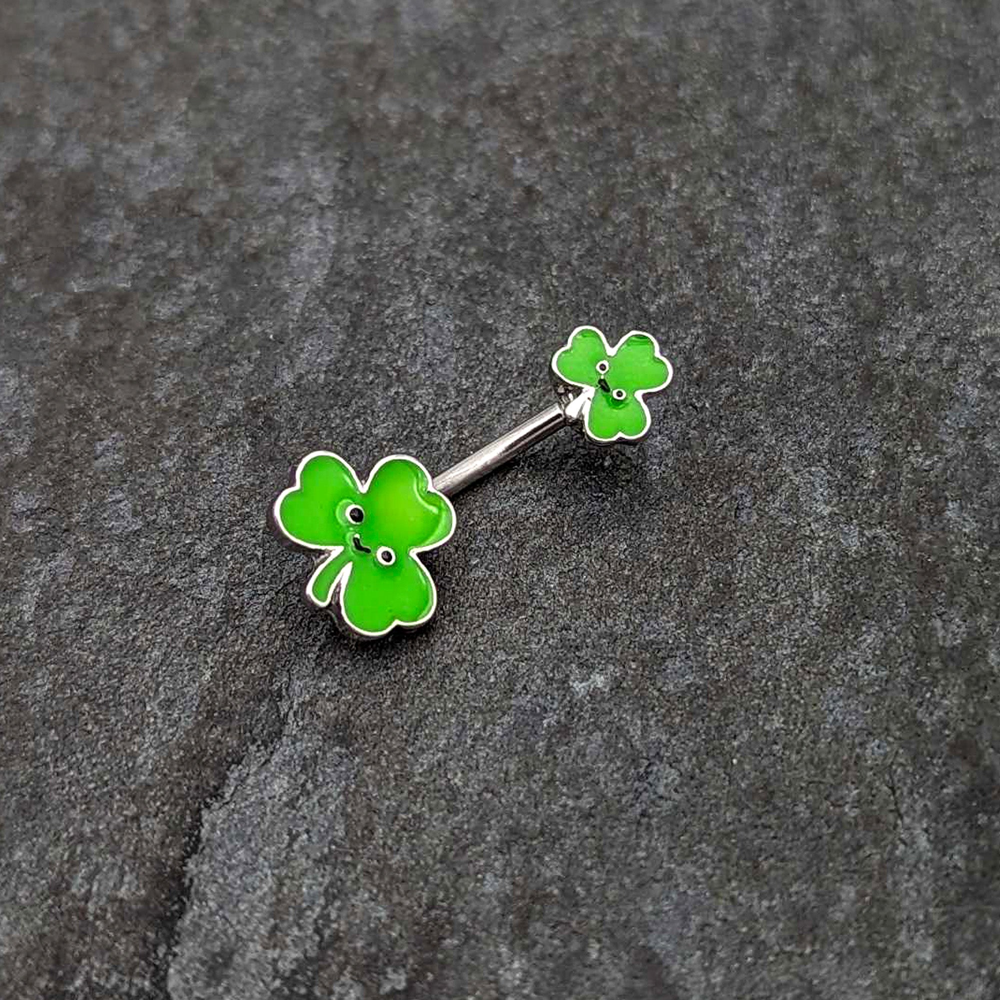 Sweet Happy Shamrocks St Patricks Day Double Mount Belly Ring