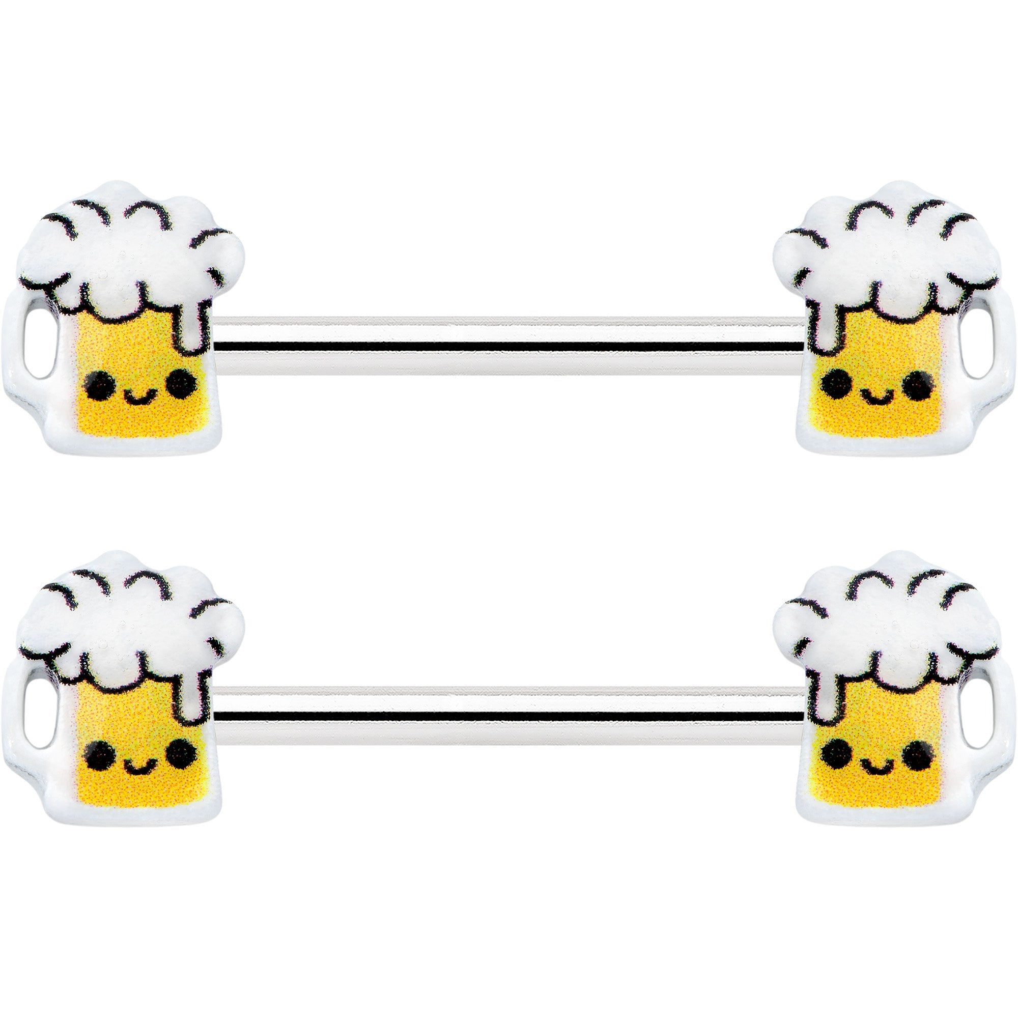 14G 9/16 Sweet Happy Beer St Patricks Barbell Nipple Ring Set