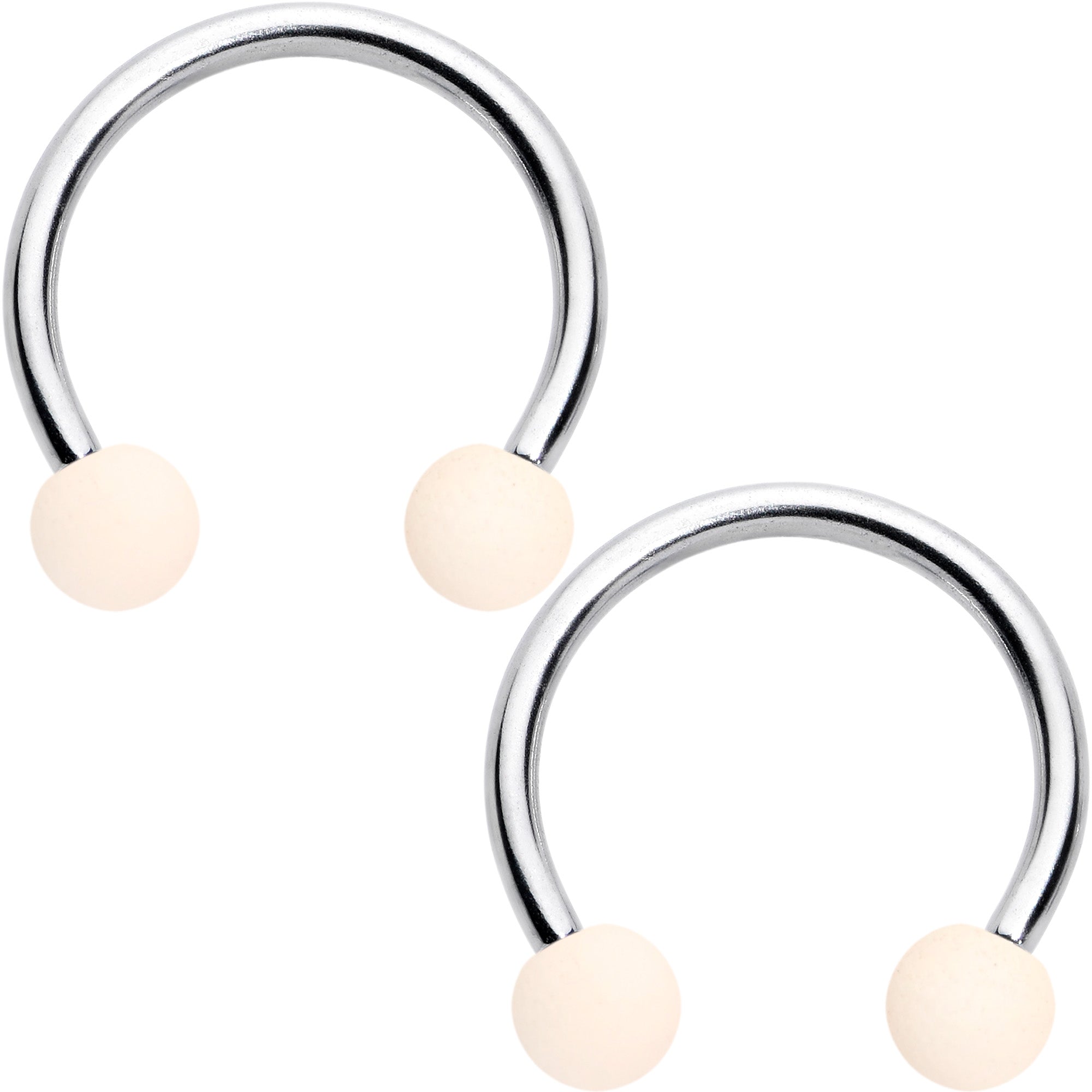 16G 3/8 Matte Brown Peach Cream Horseshoe Circular Barbell Set of 6