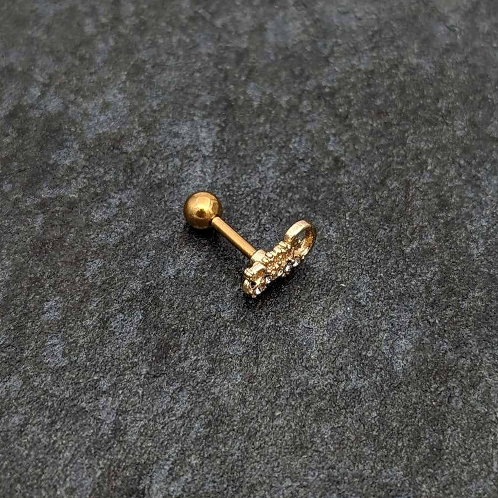 16G 1/4 Clear Gem Gold Tone Luscious Lizard Cartilage Earring