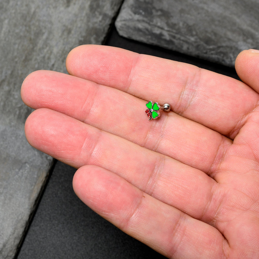16G 1/4 Ladybug Shamrock St Patricks Cartilage Tragus Earring