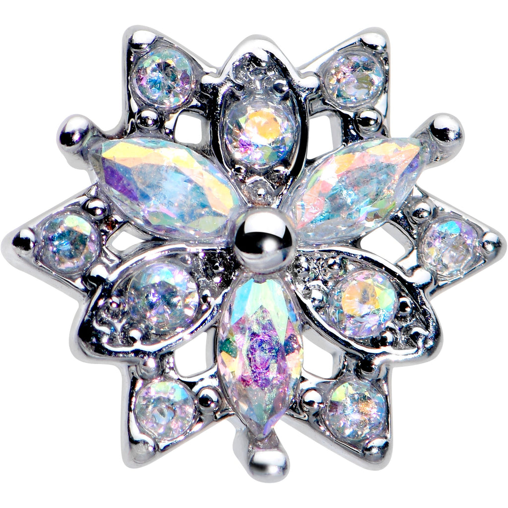 16G 5/16 Aurora CZ Gem Snowflake Style Labret Monroe Tragus