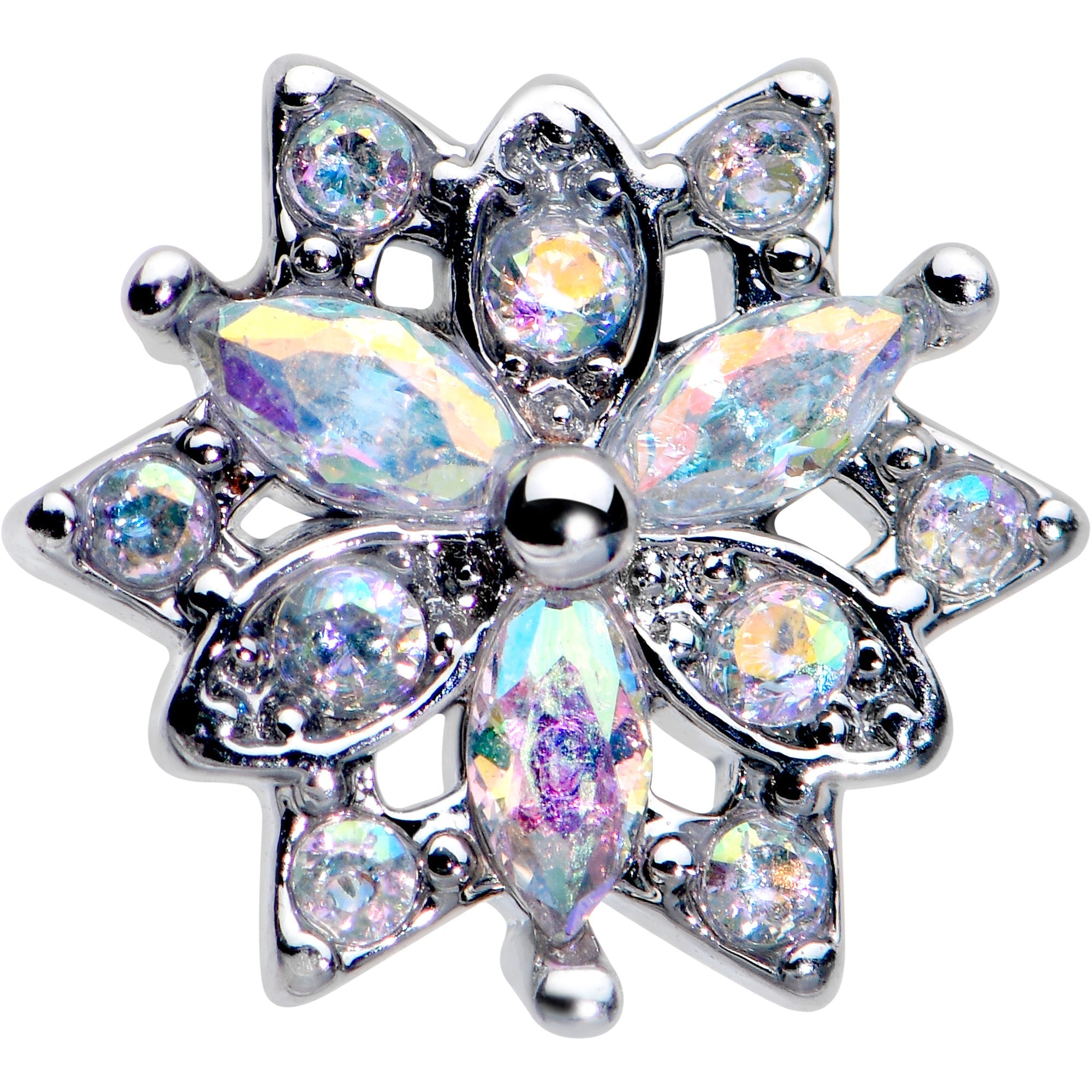 16G 5/16 Aurora CZ Gem Snowflake Style Labret Monroe Tragus