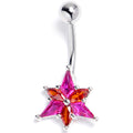 Orange Pink Gem Abstract Fire Belly Ring