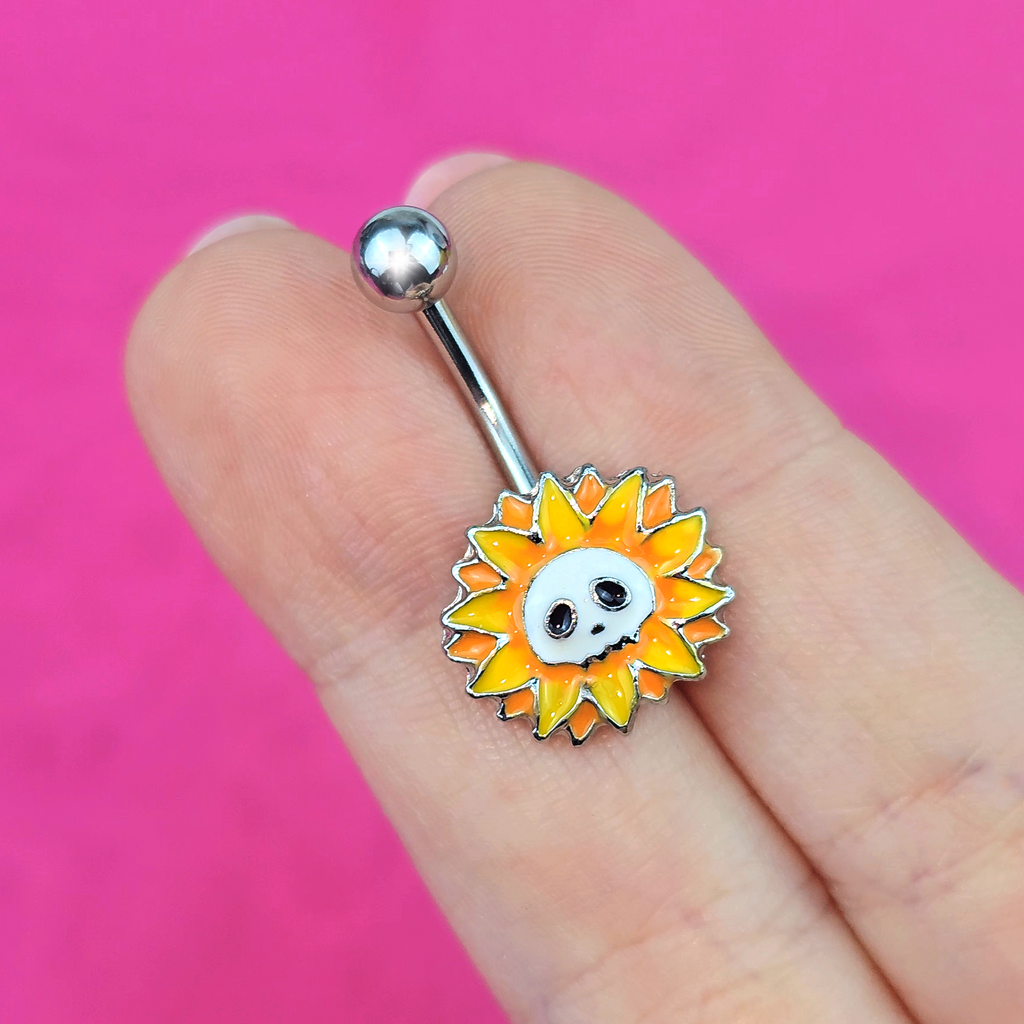 Sunflower Skull Belly Ring