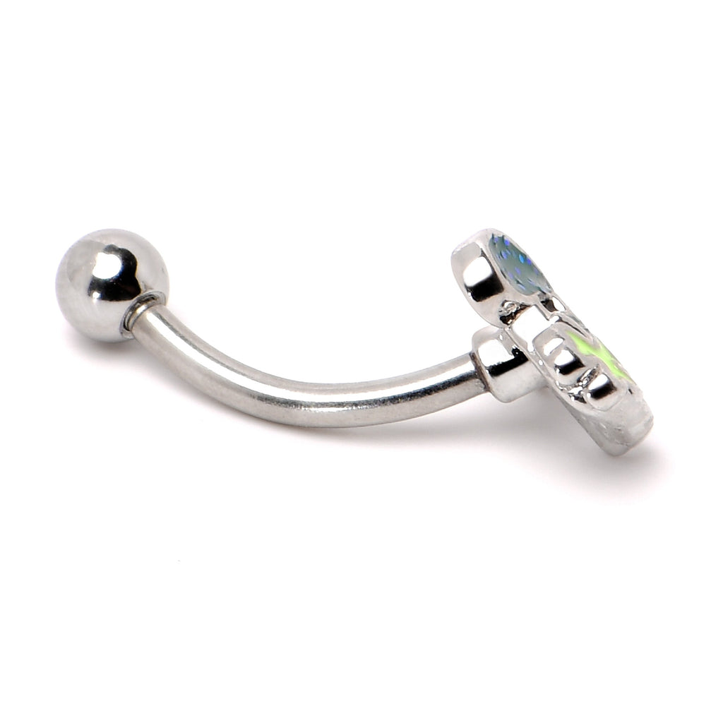 16G 5/16 Glitter Top Hat Shamrock St Patricks Curved Eyebrow Ring