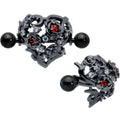 14G 9/16 Red Clear CZ Gem Black Floral Heart Nipple Shield Set