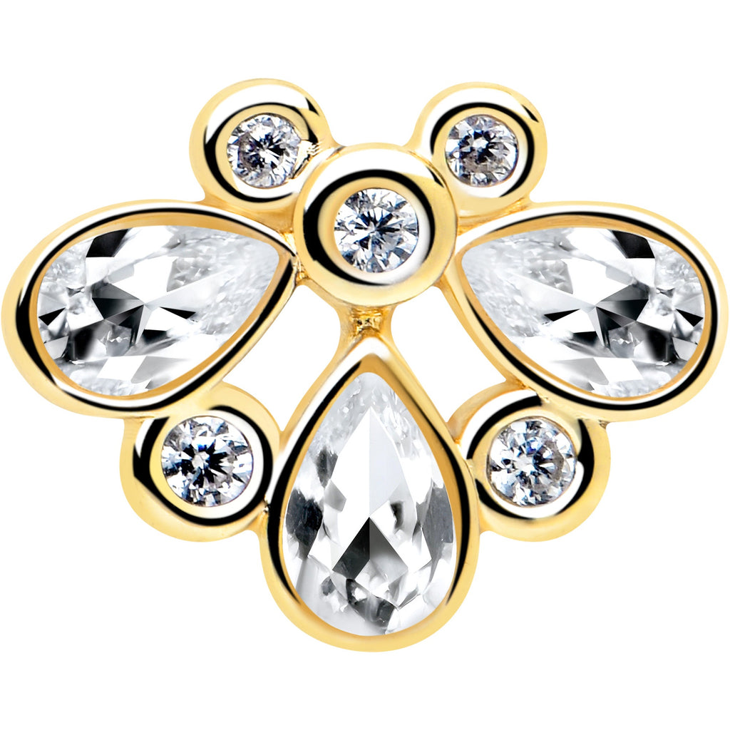 16G 1/4 Clear Gem Golden Crown Deluxe Cartilage Tragus Earring