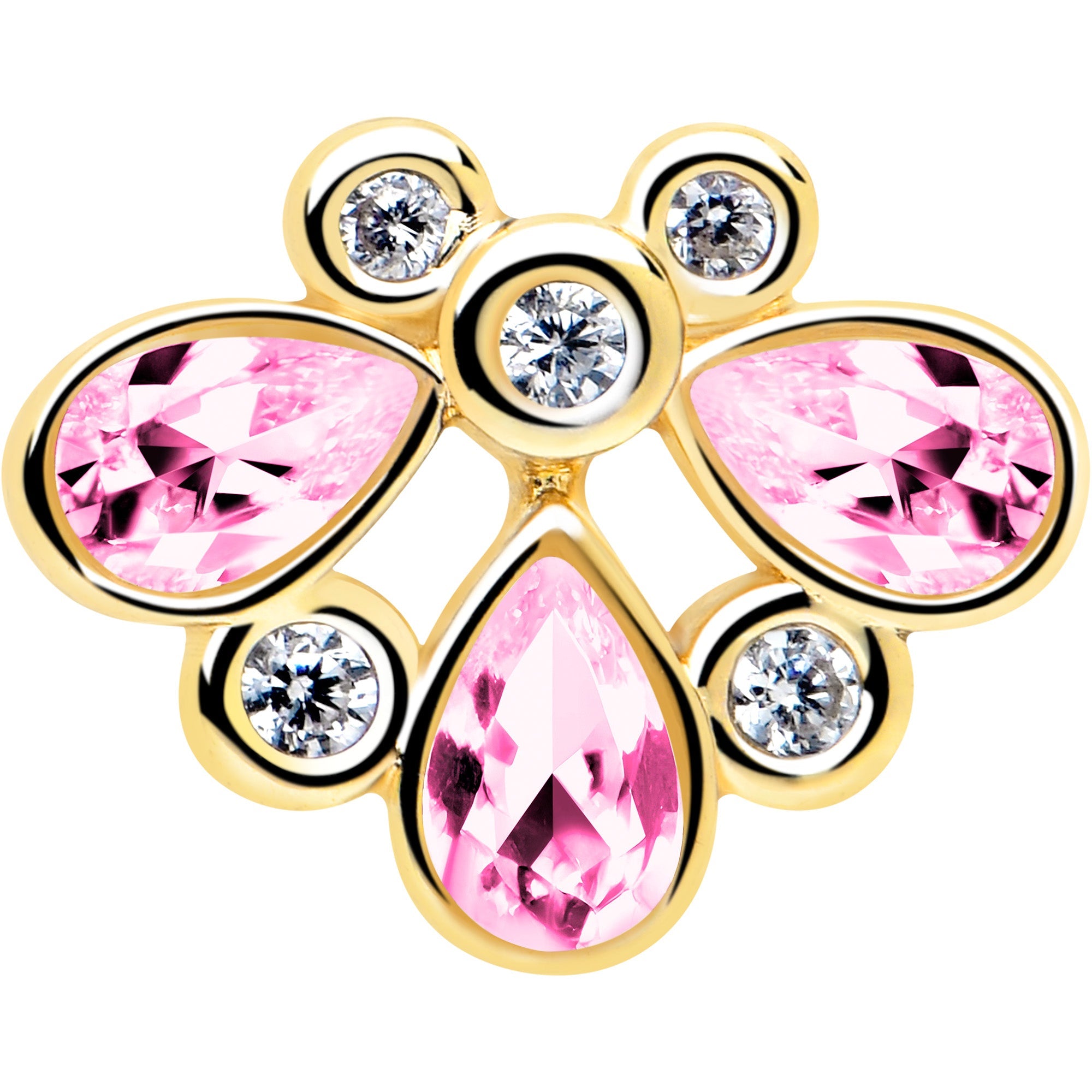 16G 1/4 Pink Gem Golden Crown Deluxe Labret
