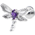 16G 1/4 Purple Gem Texture Dragonfly Labret