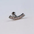 16G 1/4 CZ Stainless Steel Curved Threadless Push In Cartilage Labret