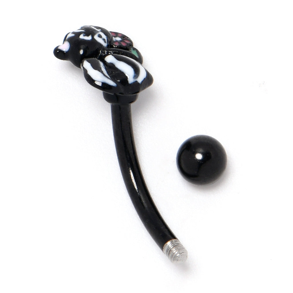 16G 5/16 Black Funky Skunk Curved Eyebrow Ring
