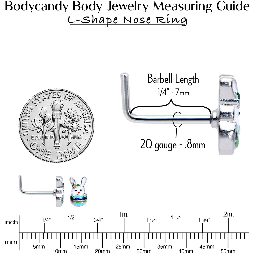 20G 7mm Easter Egg Bunny L Shape Nose Ring