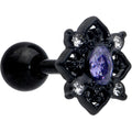 16G 1/4 Purple Gem Black Scrolling Hearts Cartilage Tragus Earring