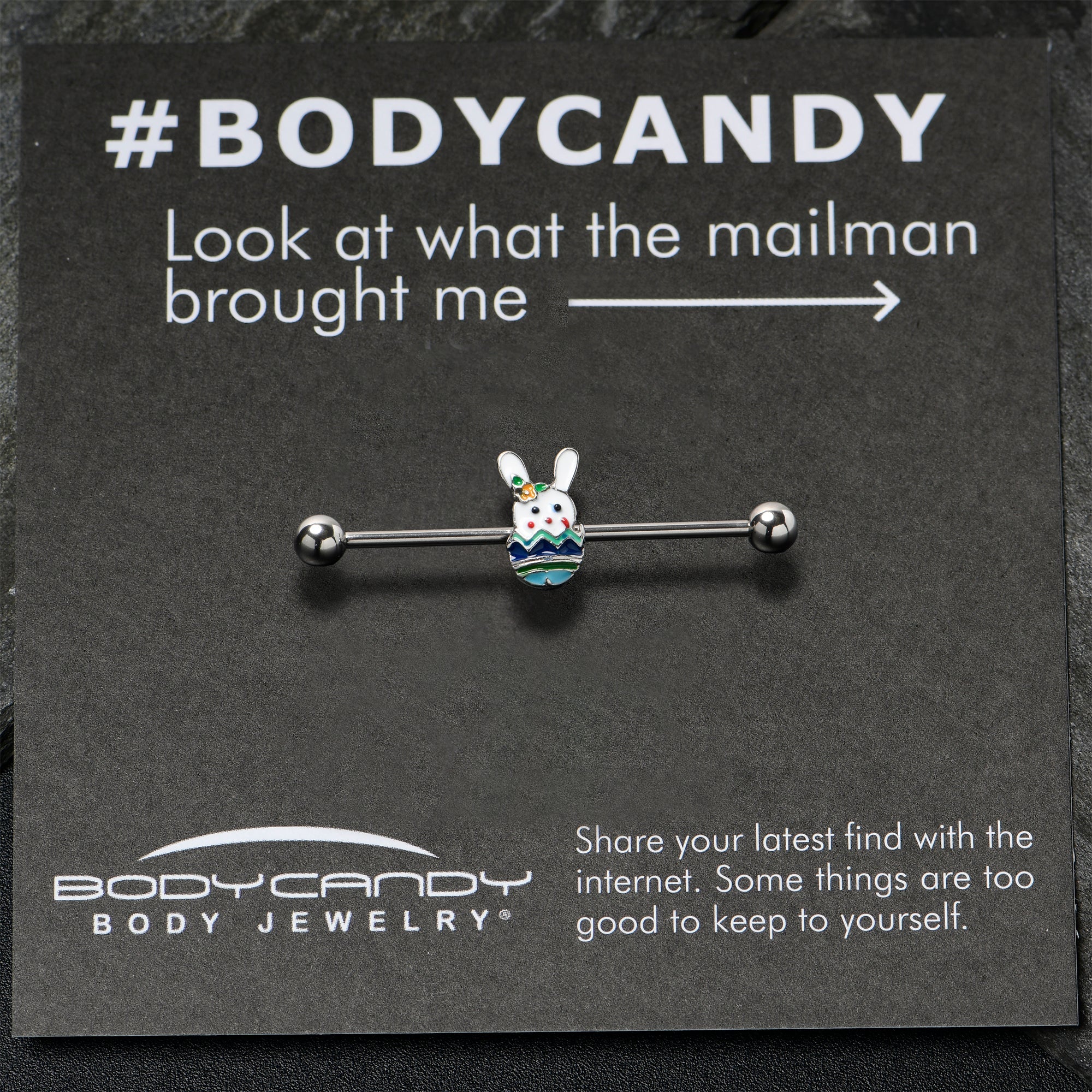 14G Easter Egg Bunny Industrial Barbell 38mm