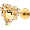 16G 5/16 Clear CZ Gem Gold Tone Heart Duo Labret Monroe Tragus