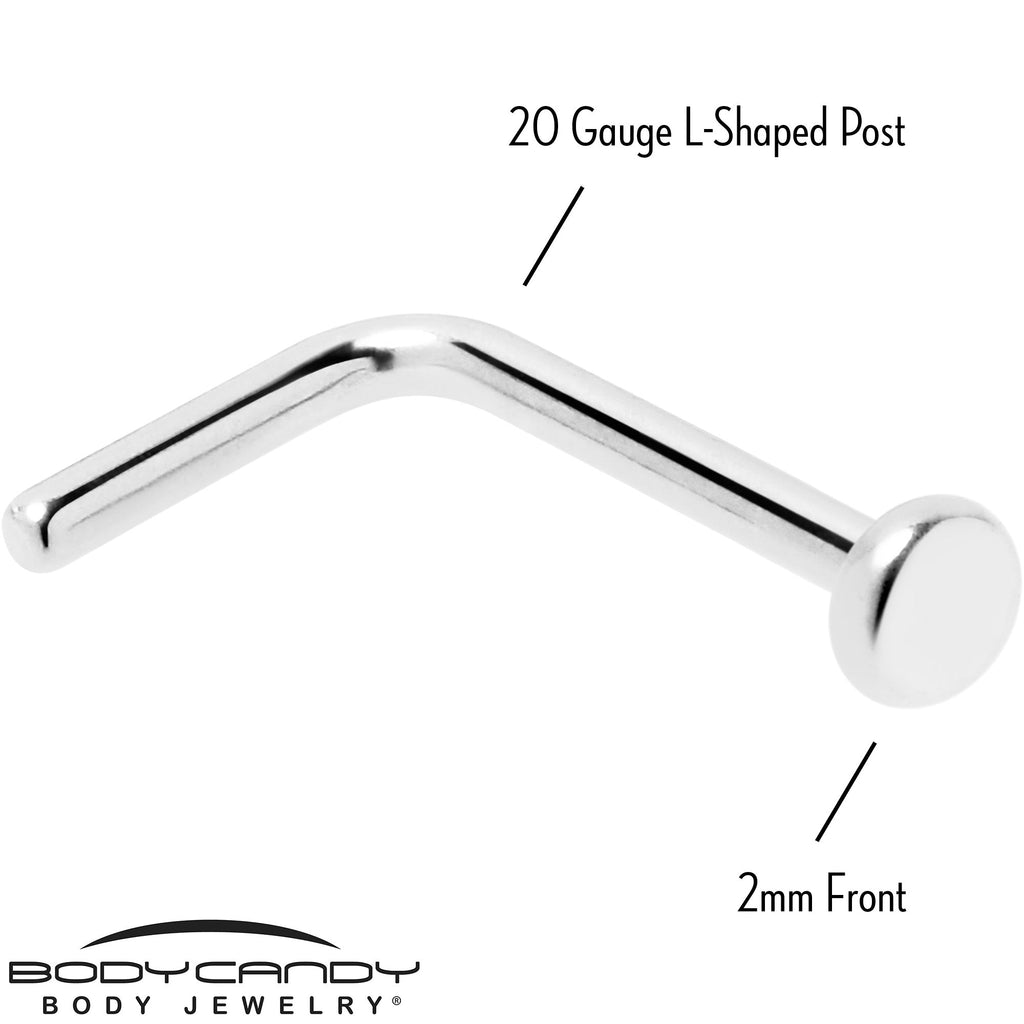 20G 1/4 ASTM F-136 Implant Grade Titanium 2mm Disc End L Shape Nose Ring