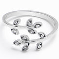 Middle Finger Elegance of Nature Clear Gem Leaf Ring Toe Ring