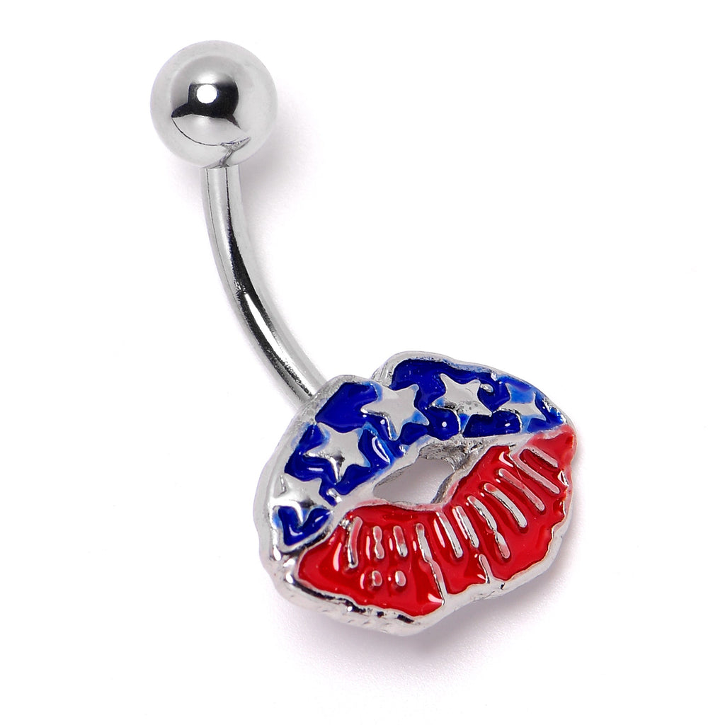 Patriotic Kissy Lips Belly Ring