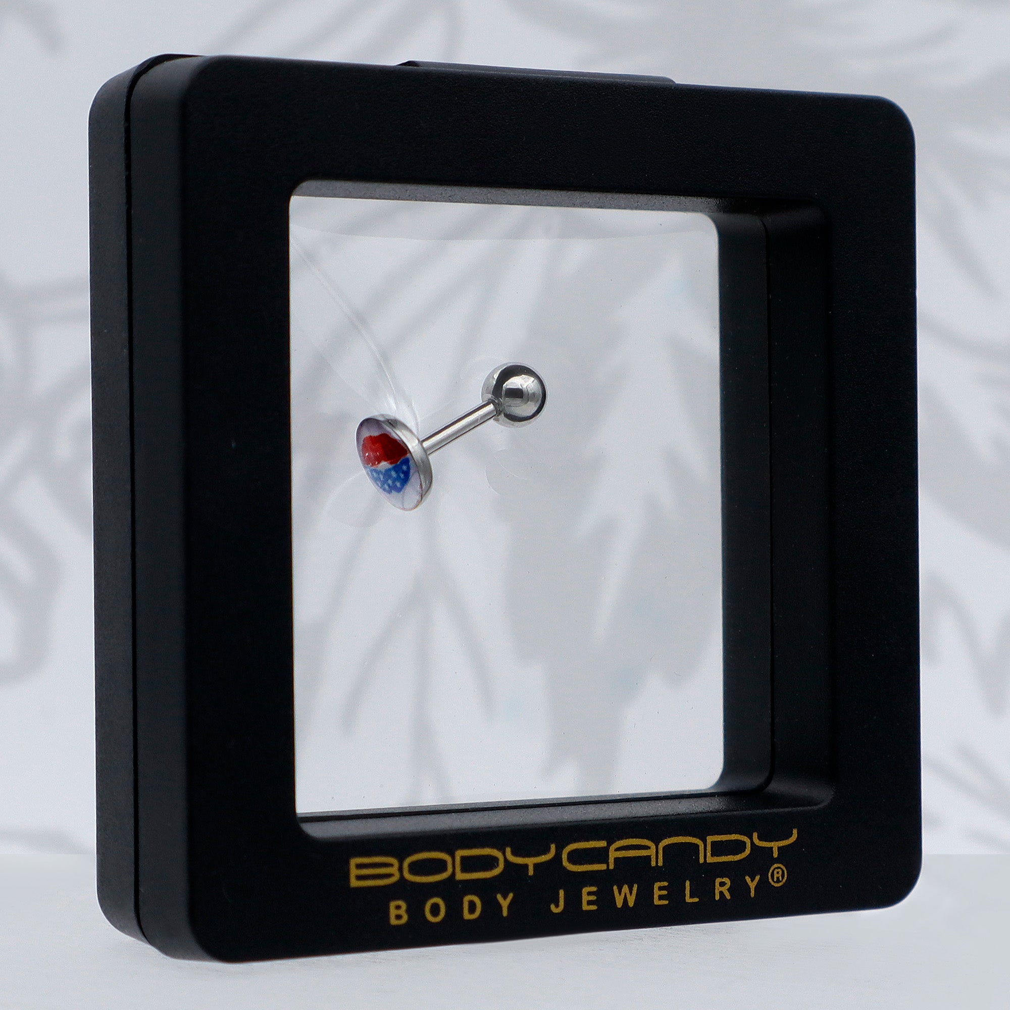 16G 1/4 Inlay Patriotic Kissy Lips Cartilage Tragus Earring