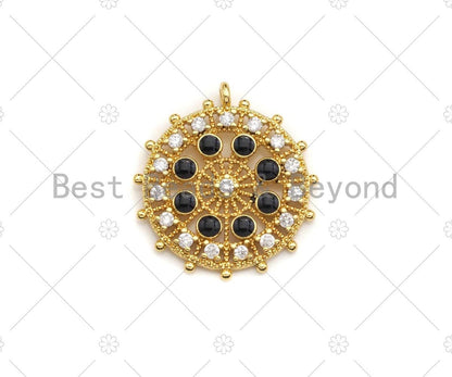 Black white CZ Pave Flower Ferris Wheel Charm, Sku#LK132