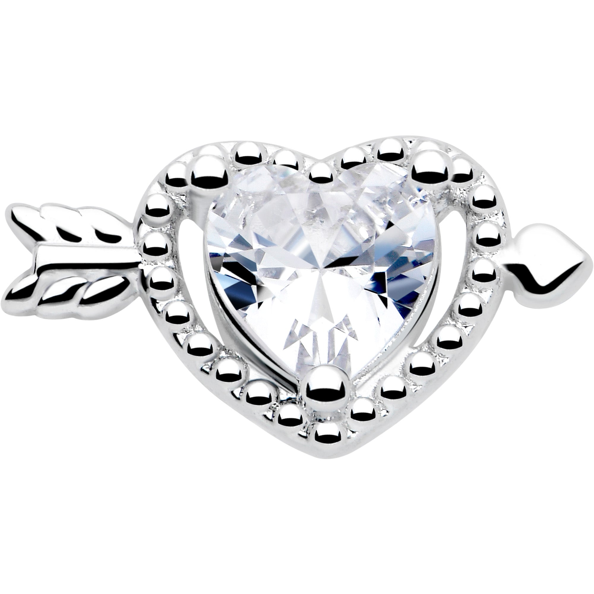 20G 1/4 Clear CZ Gem Fusion of Love L Shape Nose Ring