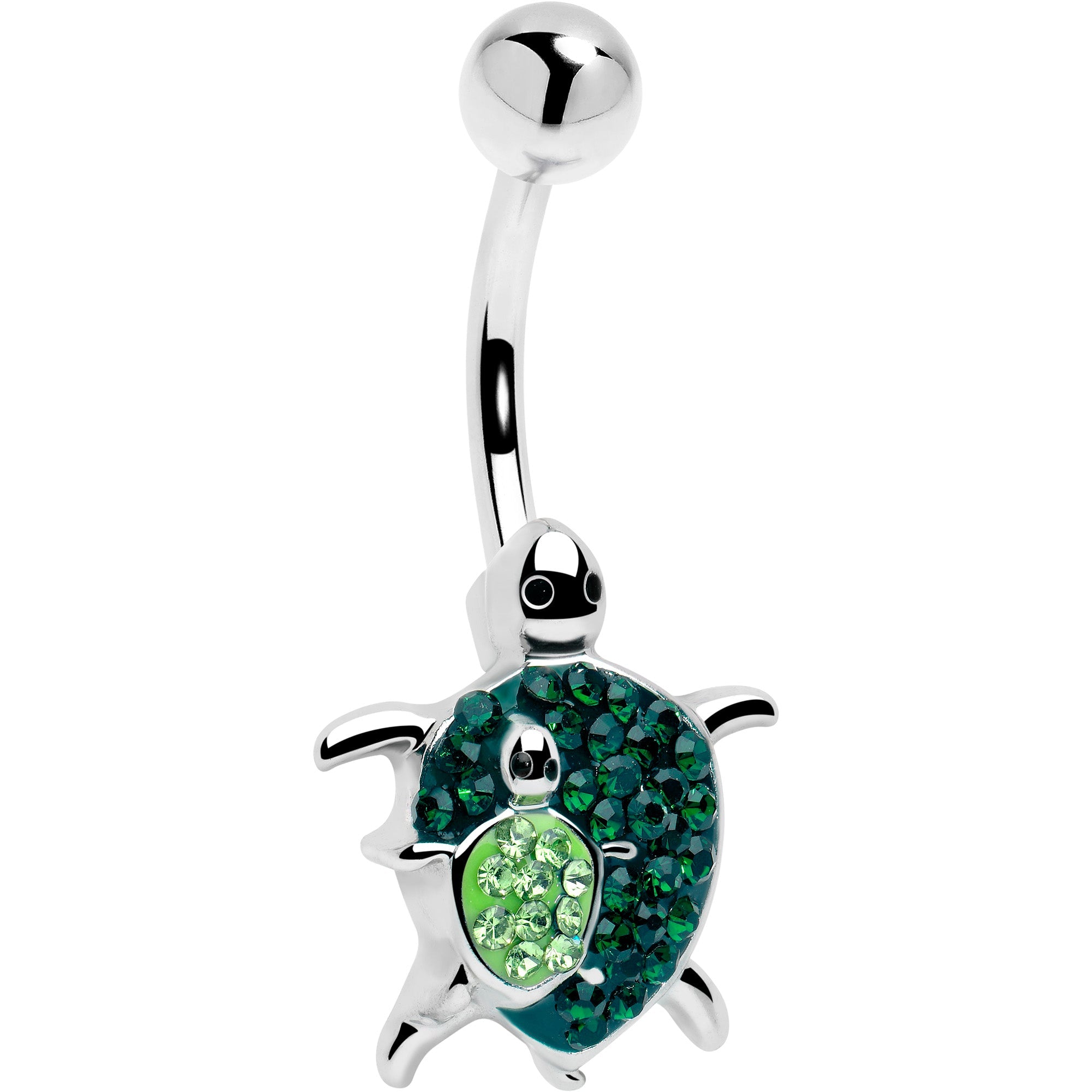 Green Gem Turtle World Belly Ring