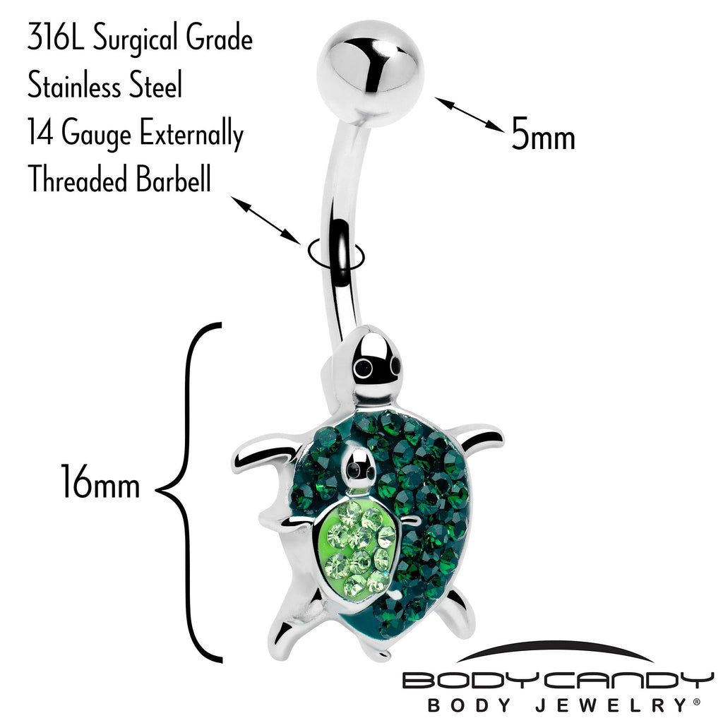 Green Gem Turtle World Belly Ring