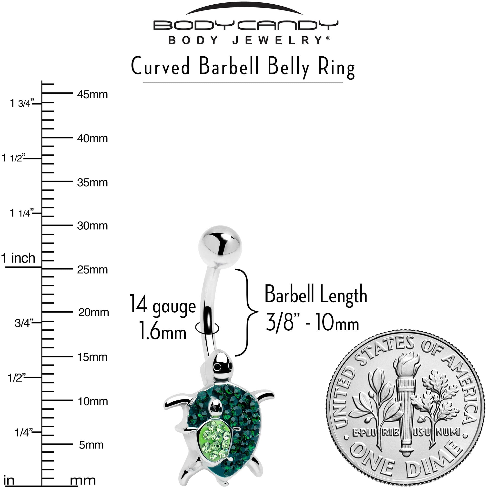 Green Gem Turtle World Belly Ring