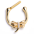 16G 5/16 Clear Gem Gold Tone Filigree Dragonfly Cartilage Clicker