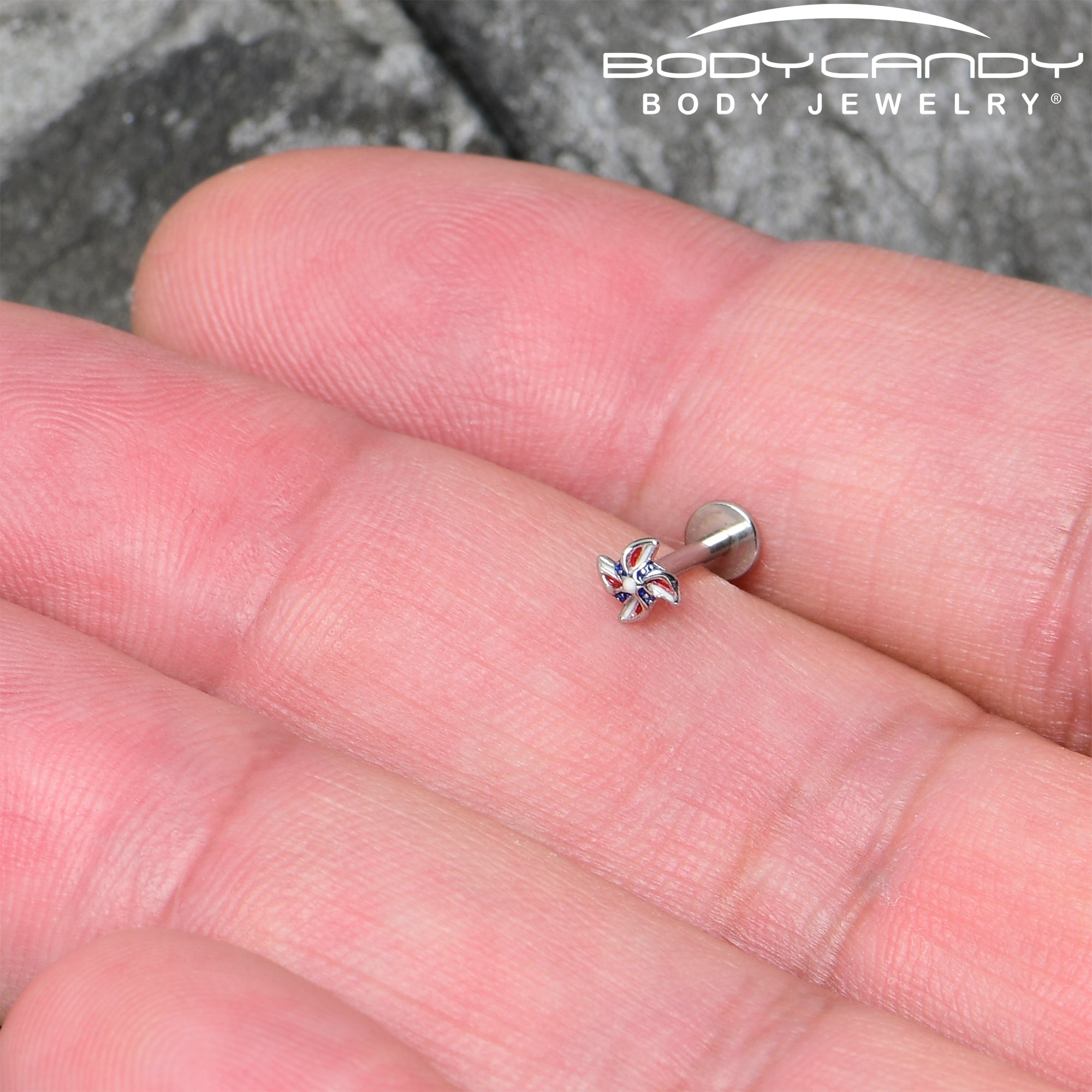 16G 5/16 Patriotic Pinwheel Labret Monroe Tragus